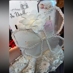 White Floral Baby Headband with Bow